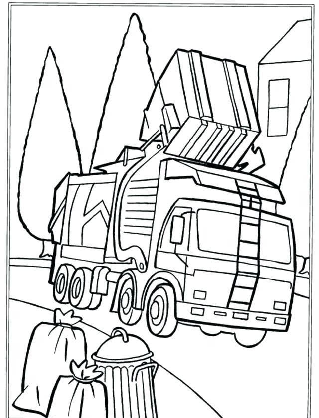640x839 Trash Truck Coloring Pages