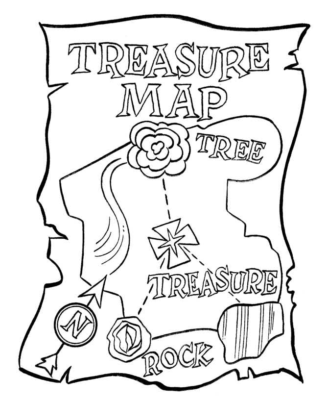 670x820 Treasure Map Coloring Pages