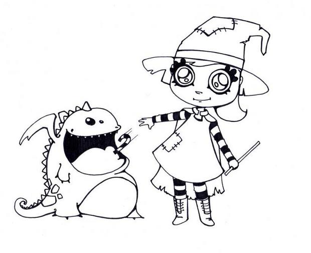 620x504 Witch Treats Her Dragon Coloring Pages