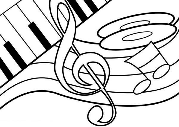 600x425 Treble Clef Dancing On A Piano Coloring Page