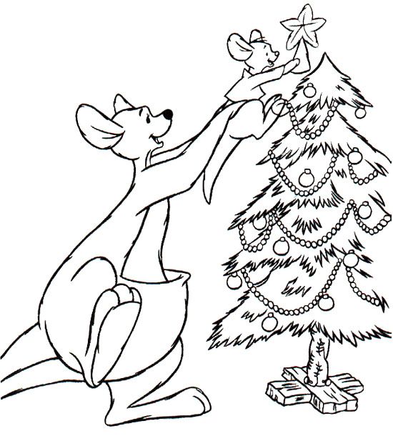 550x610 Kangaroo Decorating Christmas Tree Coloring Page Tree