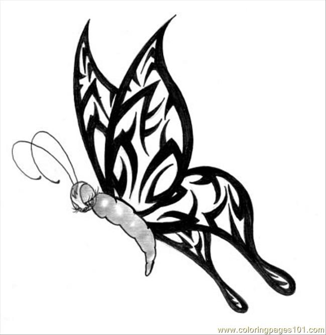 650x668 Tribal Butterfly Coloring Page