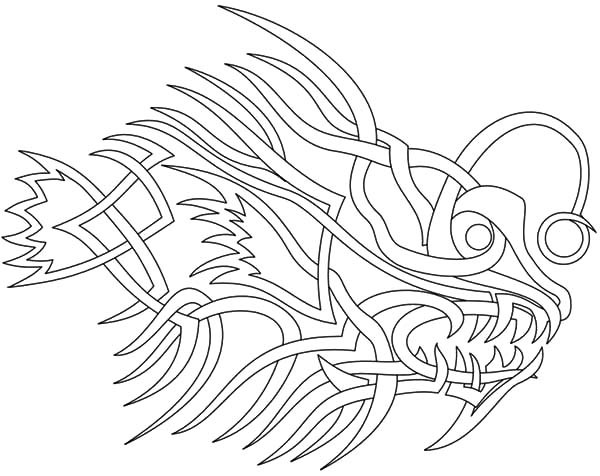 600x476 Angler Fish Tribal Tattoo Coloring Pages Best Place To Color