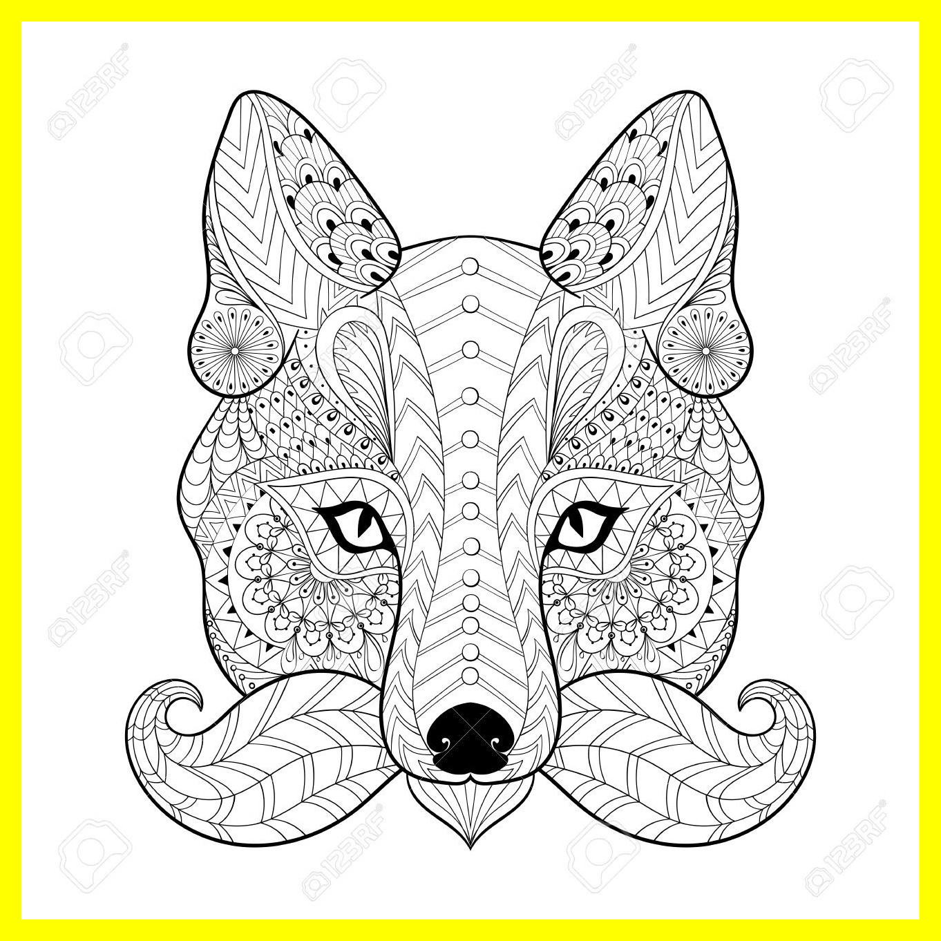 1362x1362 Fascinating Hand Drawn Tribal Fox Face For Adult Anti Stress