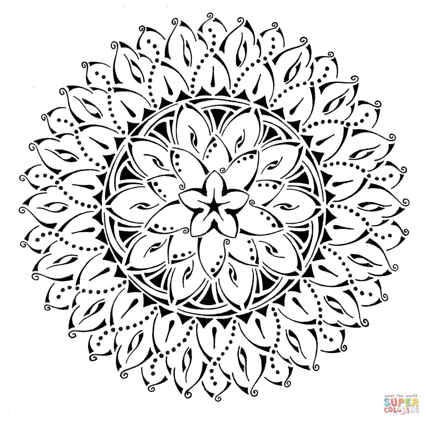 1396x1381 Inspiration Bargain Tribal Coloring Pages Floral Mandala Page Free