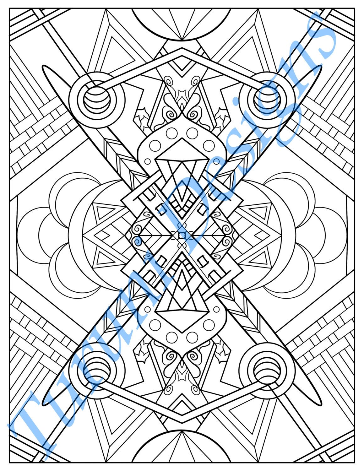 1159x1500 Tribal Inspired Printable Adult Coloring Page, Basketweave