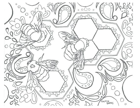 570x438 Coloring Pages Of Bees Bohemian Adult Coloring Page Bees Tribal