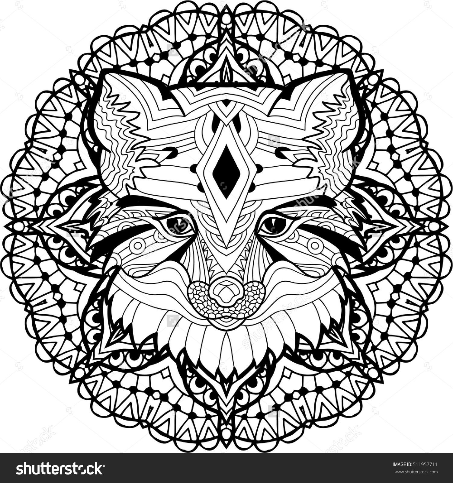 1500x1600 Monochrome Hand Drawn Ink Drawing Painted Fox On A Background