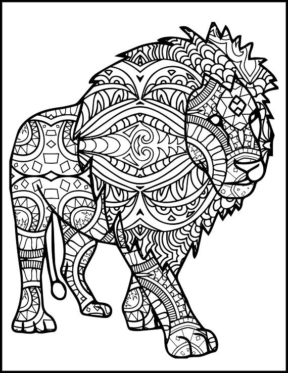 570x738 Adult Tribal Coloring Lion Page Org