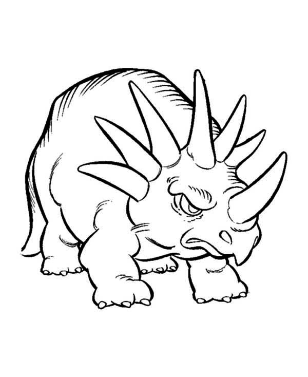 600x734 Land Before Time Family Angry Little Triceratops Coloring Page