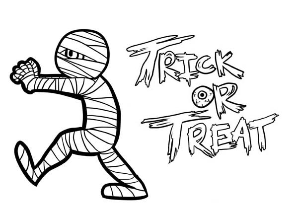 600x423 Mummy Trick Or Treat Free Coloring Page