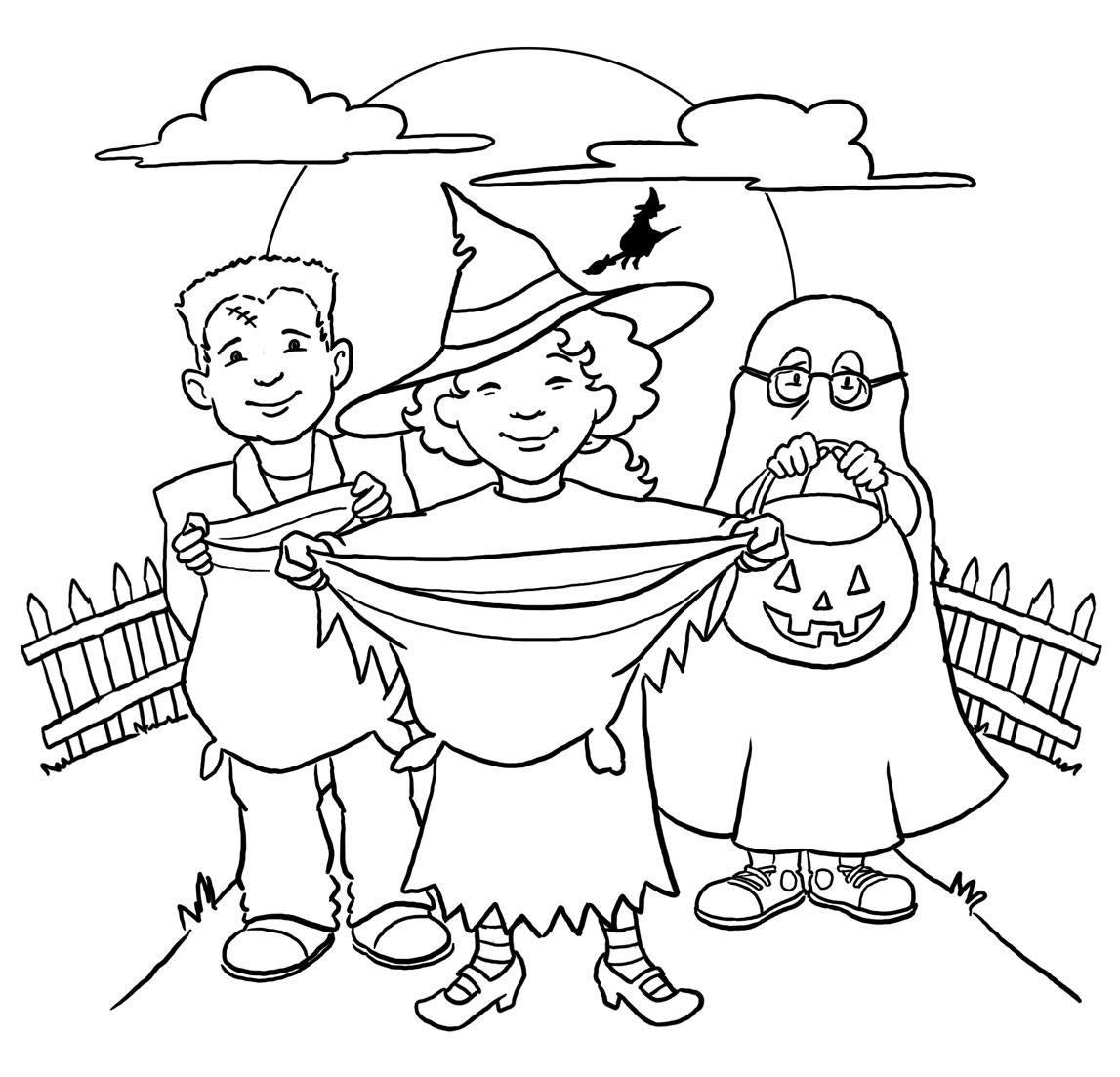 1147x1103 Trick Or Treat Coloring Pages, Halloween Trick Treating Printables