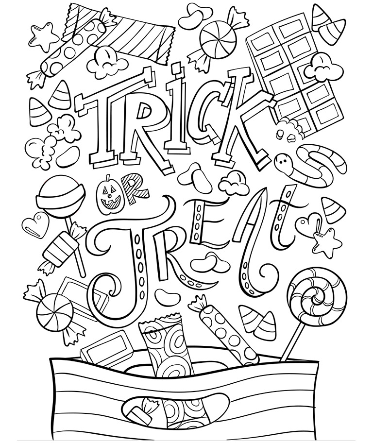 768x912 Trick Or Treat Coloring Doodle