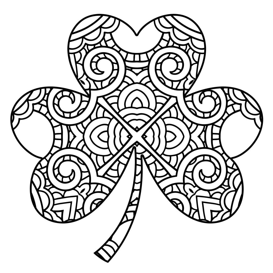 1125x1125 Awesome Shamrock Coloring Draw To Color For Trinity Page Popular