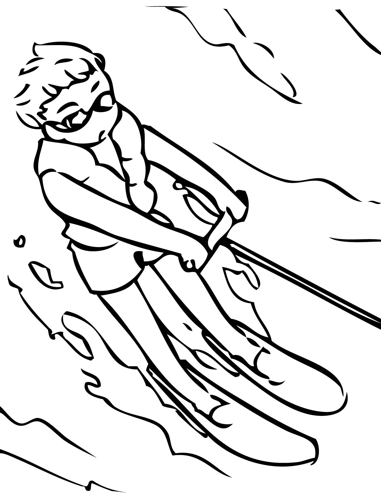 1275x1650 Water Skiing Coloring Page