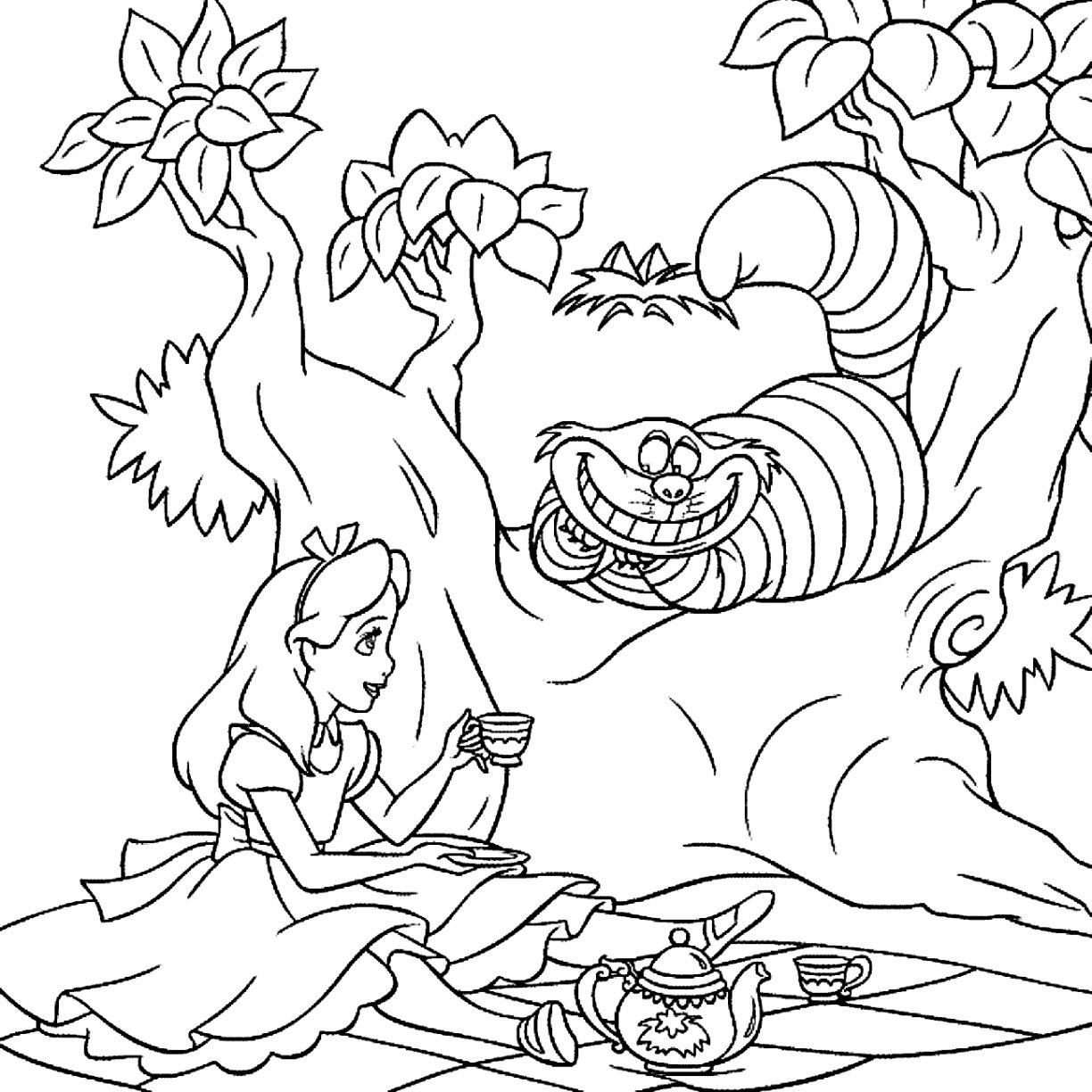 1224x1224 Mad Hatter Coloring Pages With As Alice In Wonderland General Cat
