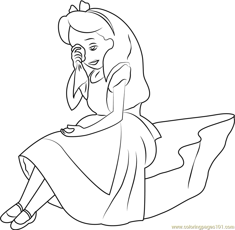 800x785 Alice Crying Coloring Page