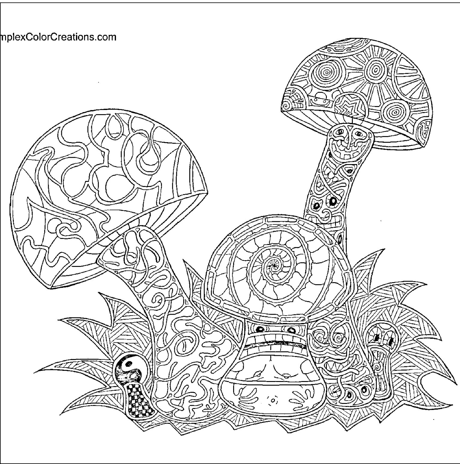 1531x1544 Mushroom Nature Coloring Page For Kids Unique Hard Trippy Coloring