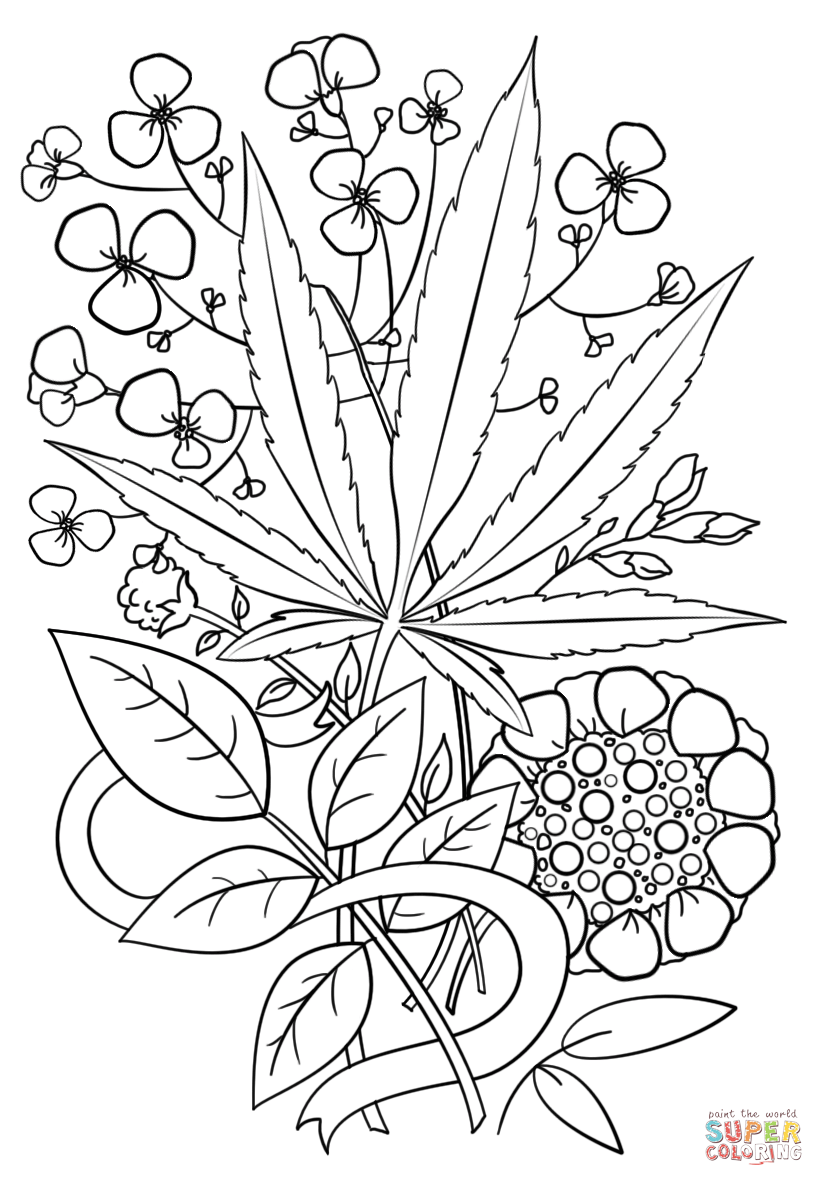 824x1186 Trippy Weed Coloring Page Free Printable Pages Remarkable