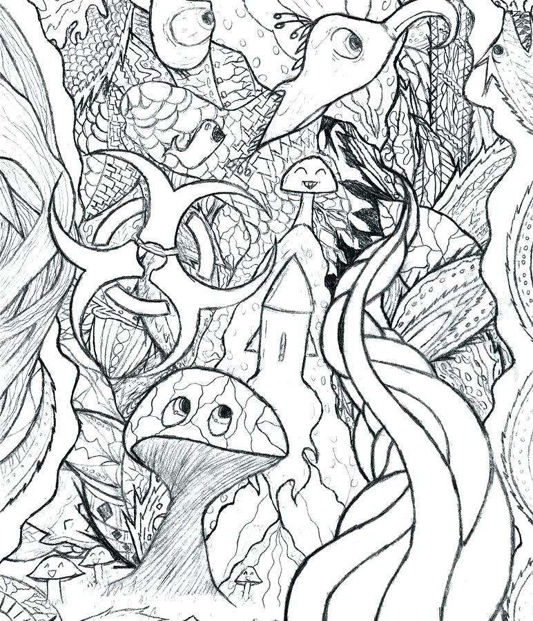 772x900 Trippy Coloring Pages Mushroom Coloring Pages Adults Psychedelic