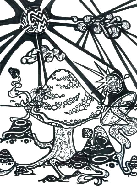 436x600 Trippy Mushroom Coloring Pages Mushroom Doodles
