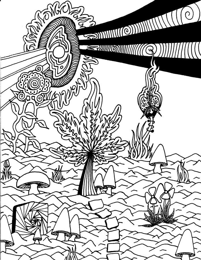 696x900 Drawn Weed Coloring Page