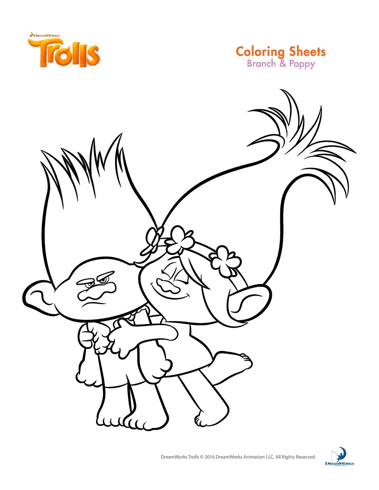 1237x1600 Trolls Movie Coloring Page Coloring Pages