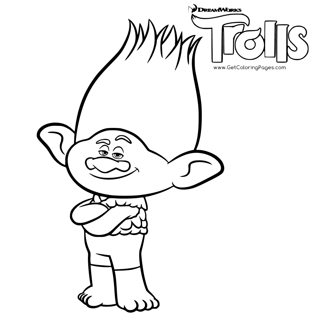 1024x1024 Branch Trolls Colouring Page