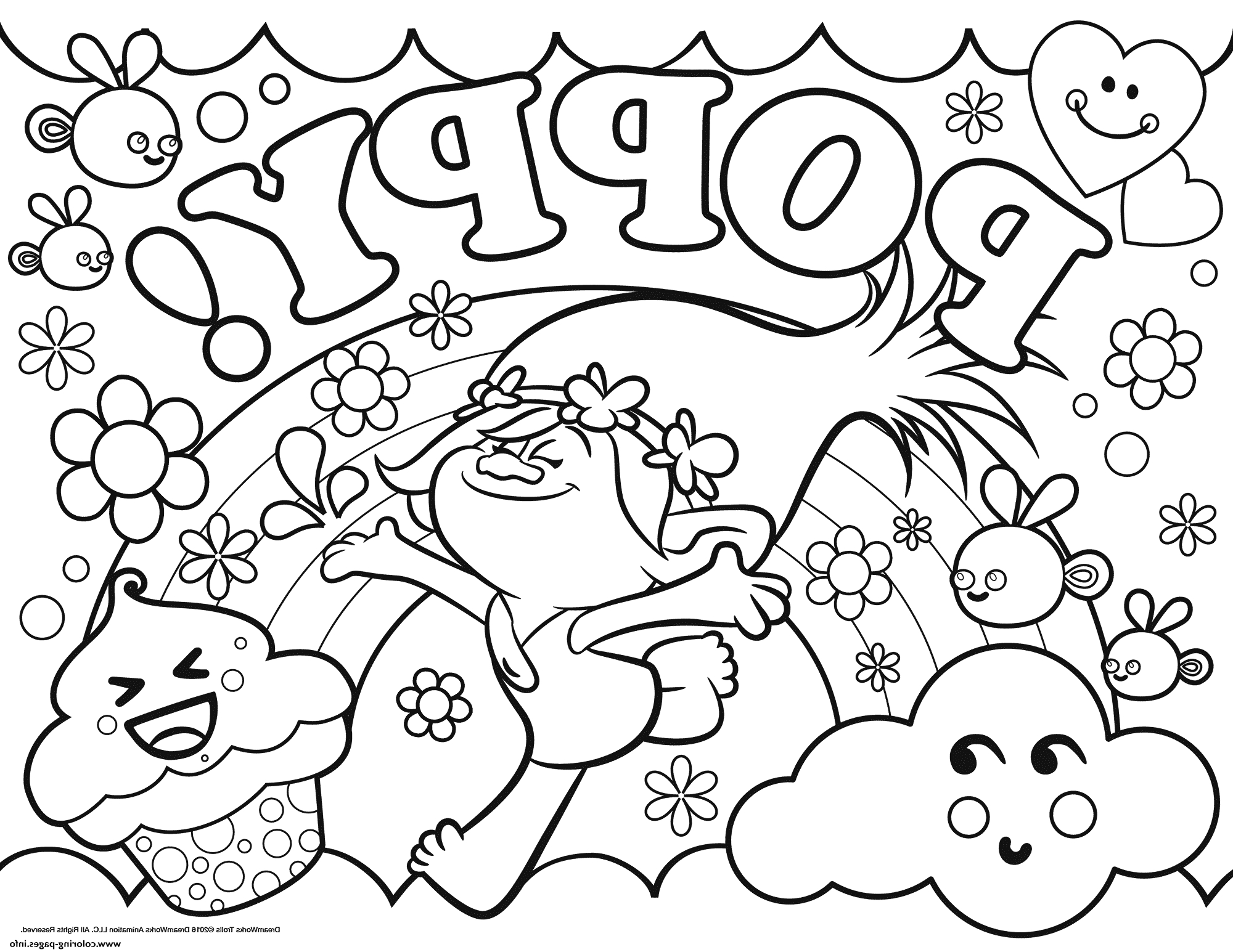 2000x1545 Trolls Coloring Pages Poppy Free Printable From Page