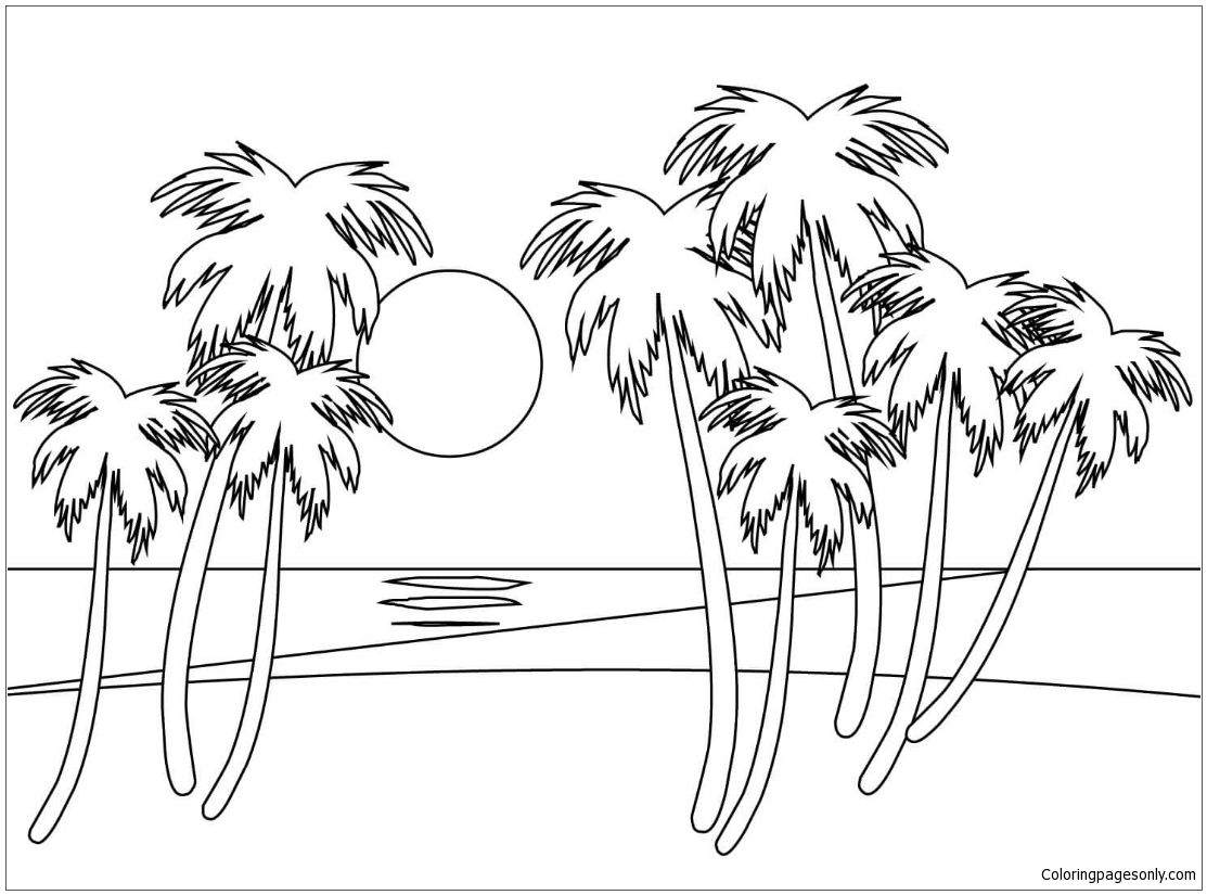 1113x825 Tropical Beach Coloring Page