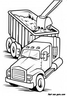 238x338 Printable Work Load Truck Coloring Book Page For Boy Cool