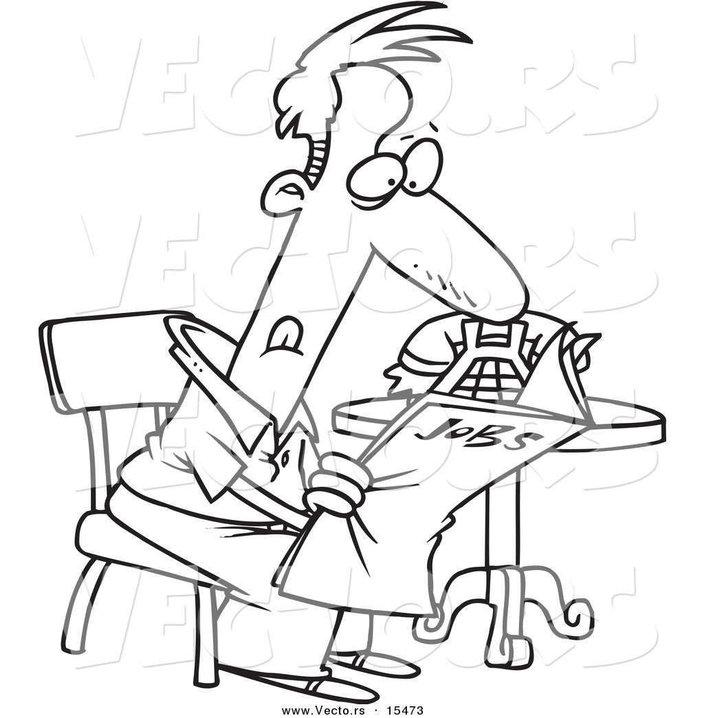 1024x1044 Vector Of A Cartoon Unemployed Man Searching For Jobs
