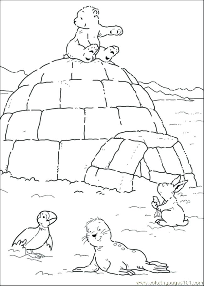 650x912 Polar Animals Coloring Pages Polar Bear Is Sitting On The House