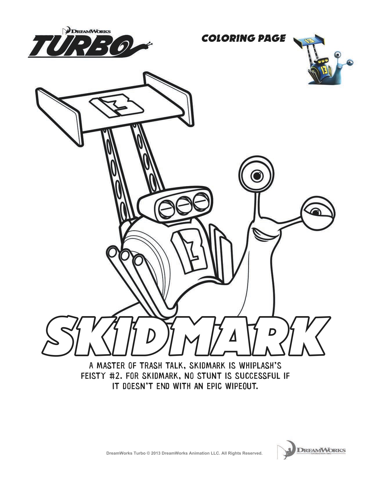 1275x1650 Dreamworks Turbo Coloring Pages Download And Print For Free
