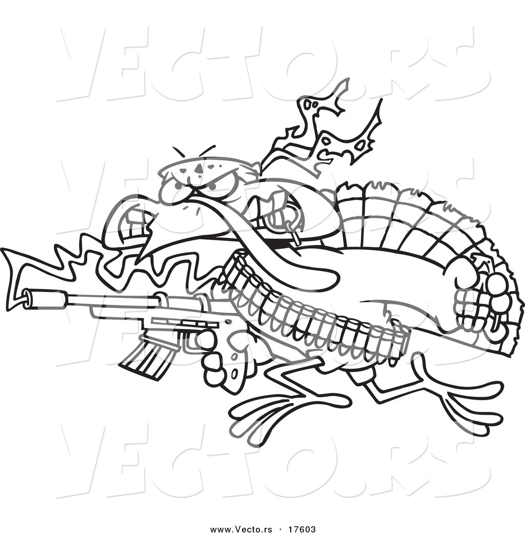 1024x1044 New Vector Of A Cartoon Rambo Turkey Bird Coloring Page Outline