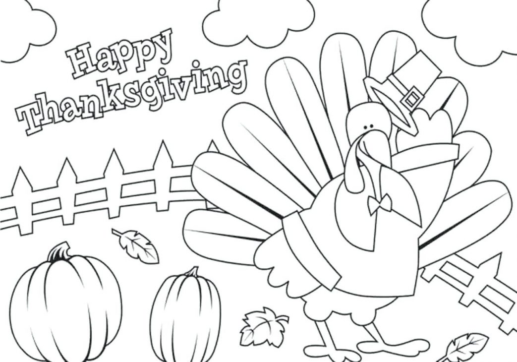 1043x730 Free Turkey Coloring Pages Printable Disney Thanksgiving Sheet