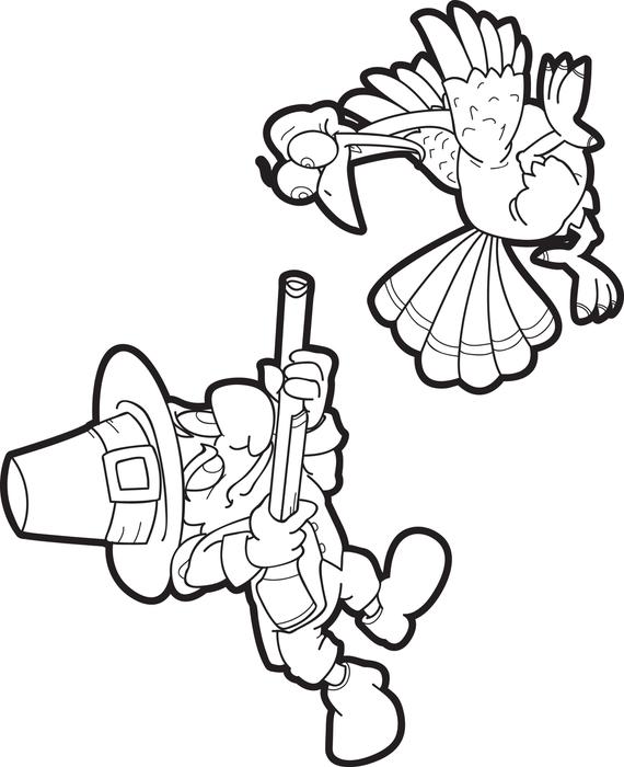 570x700 Turkey Hunting Coloring Pages