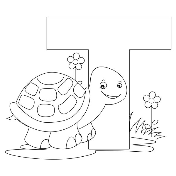 600x600 Preschool Kids Learn Letter T Is For Turtle Coloring Page