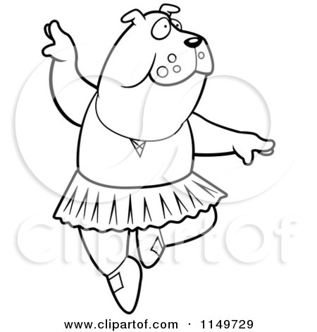 450x470 Cartoon Clipart Of Blacknd White White Ballerina Bulldog