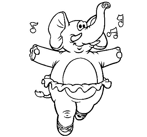 505x470 Elephant Wearing Tutu Coloring Page
