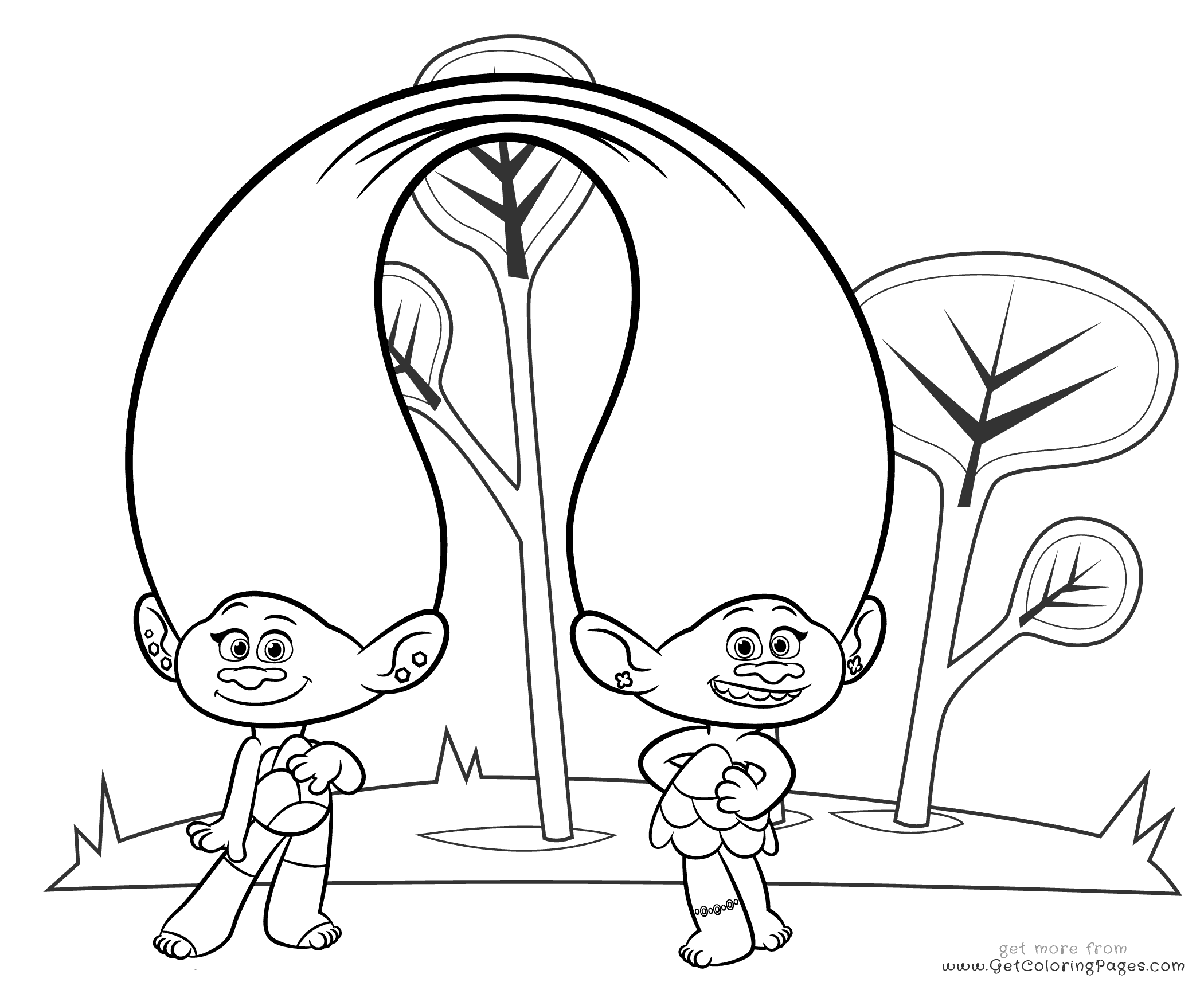2100x1720 Trolls Cute Fashion Twins Coloring Pages