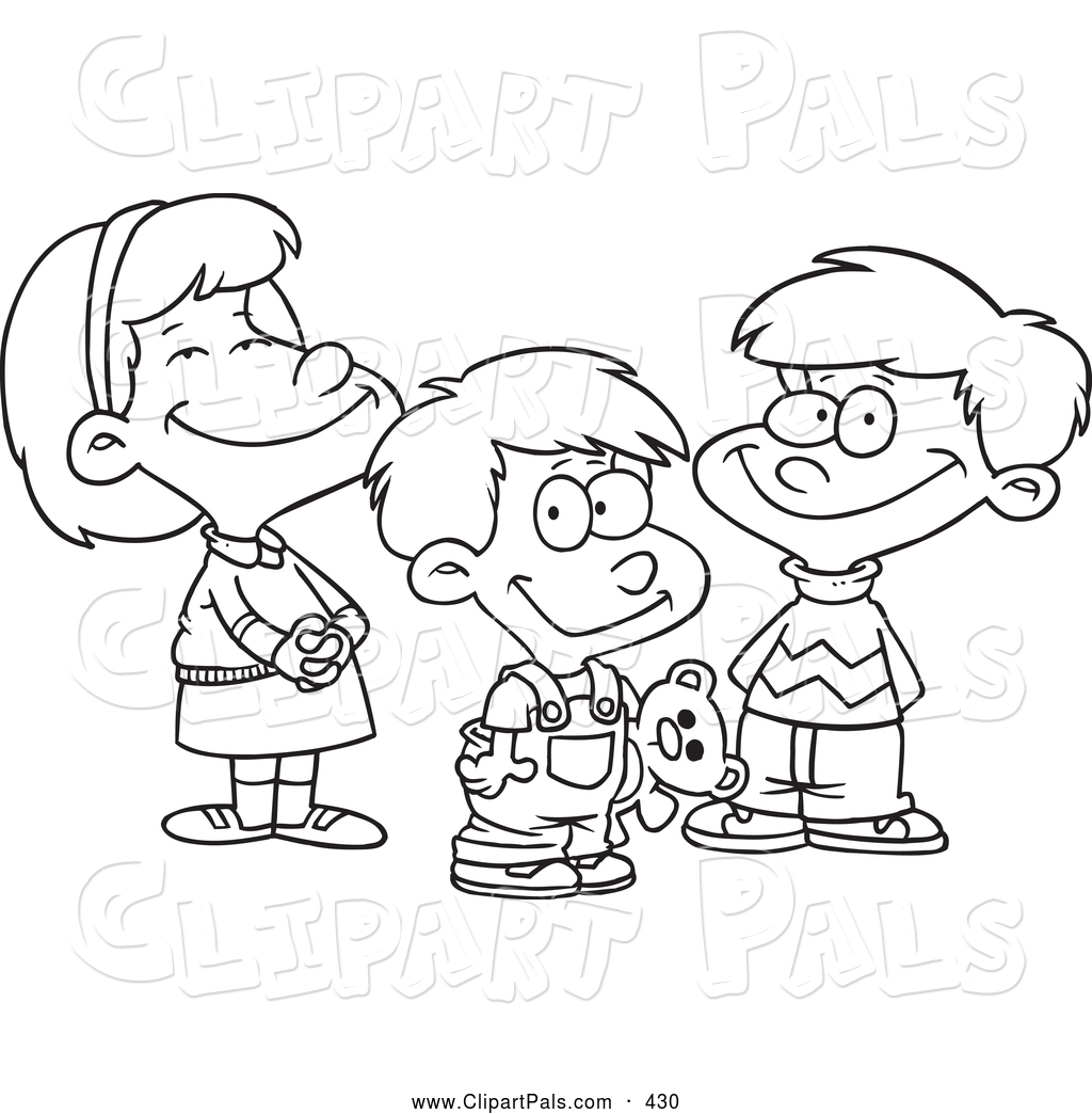 1024x1044 Pal Clipart Of A Coloring Page Of A Small Girl And Two Boys