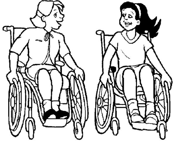 600x488 Two Girl Disabilities Coloring Page Disabilities