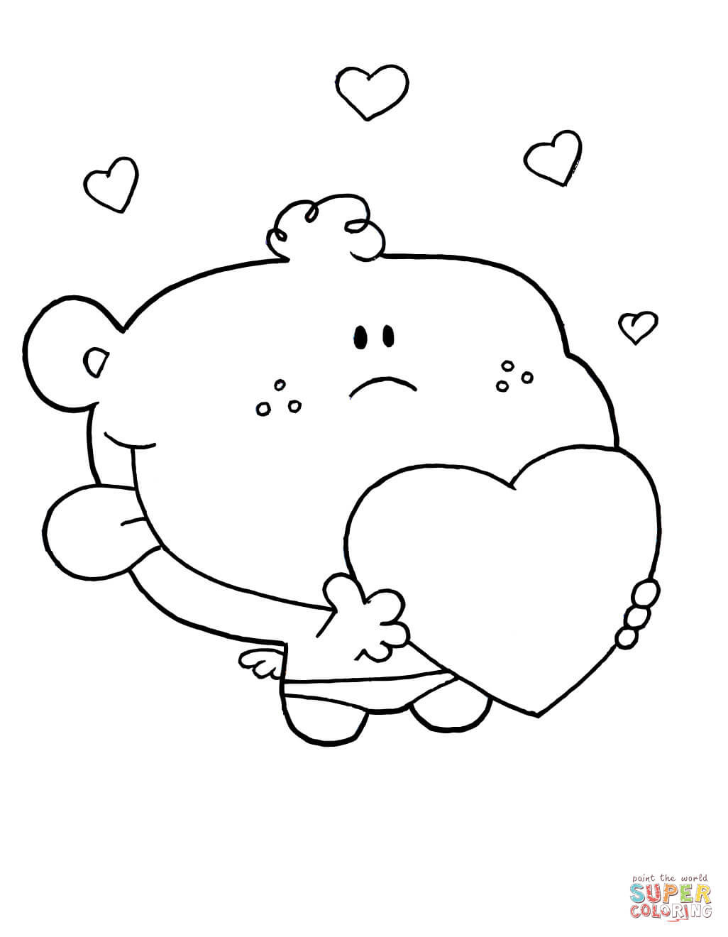 1026x1320 Valentine Cupid Holding Heart Coloring Page Free Printable Fair