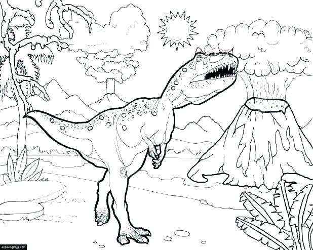 618x494 Tyrannosaurus Coloring Page T Hunting For Smaller Coloring