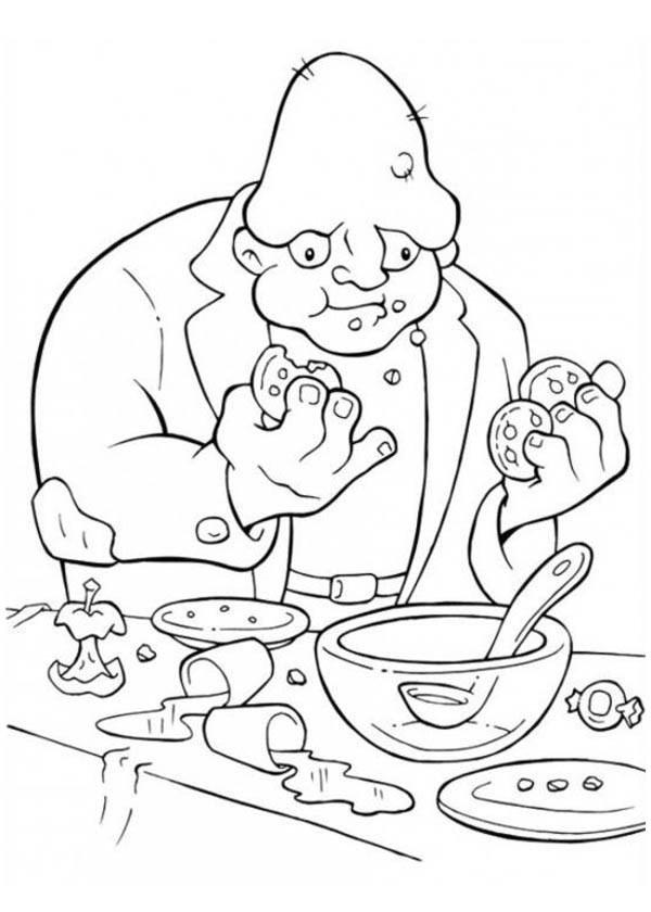 600x840 Ugly Monster Eating Cookies In Funschool Halloween Coloring Page