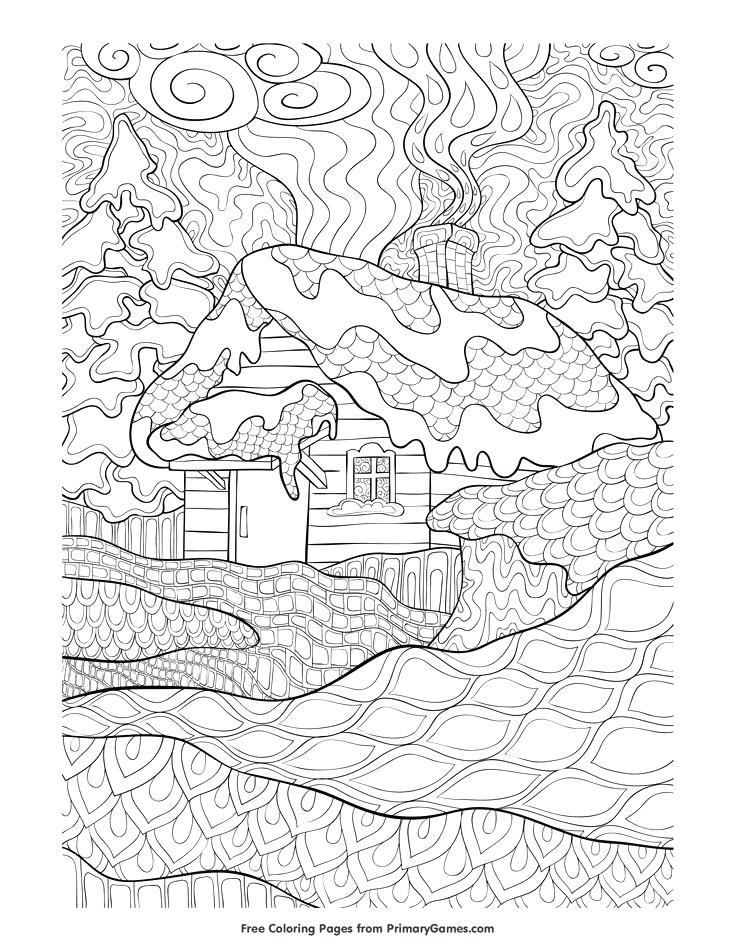 735x951 Winter Landscape Coloring Pages