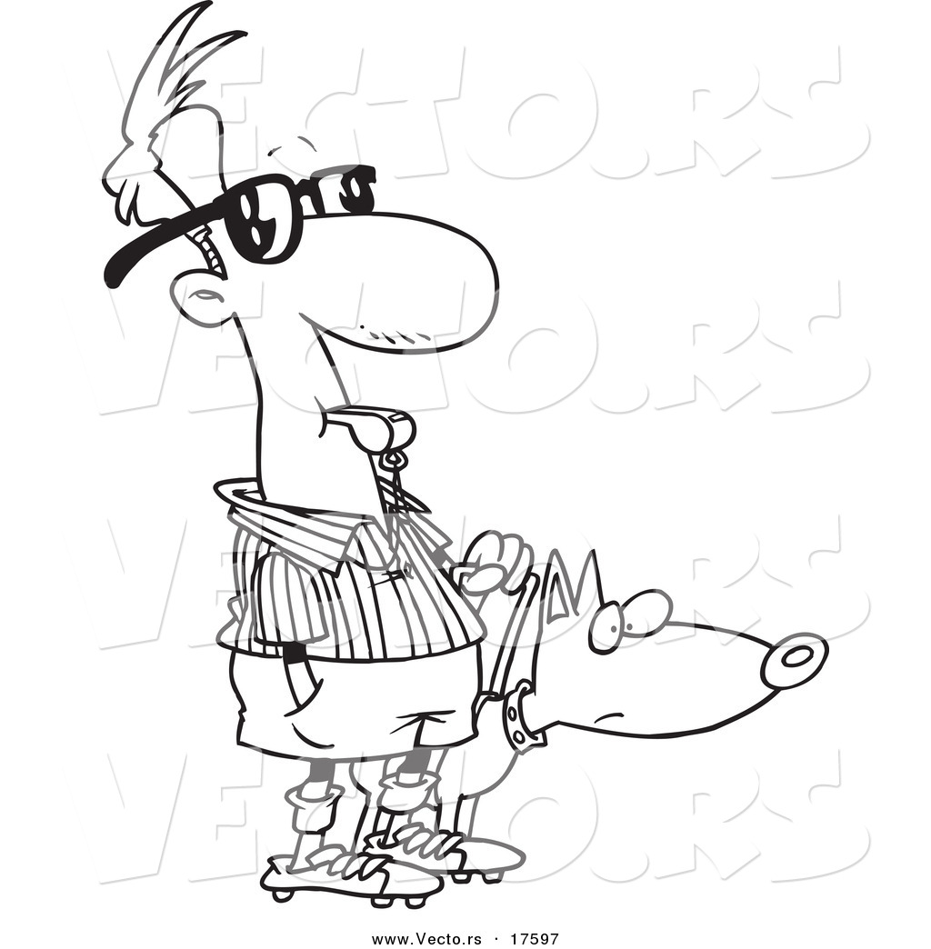 1024x1044 Vector Of A Cartoon Blind Referee With A Guide Dog