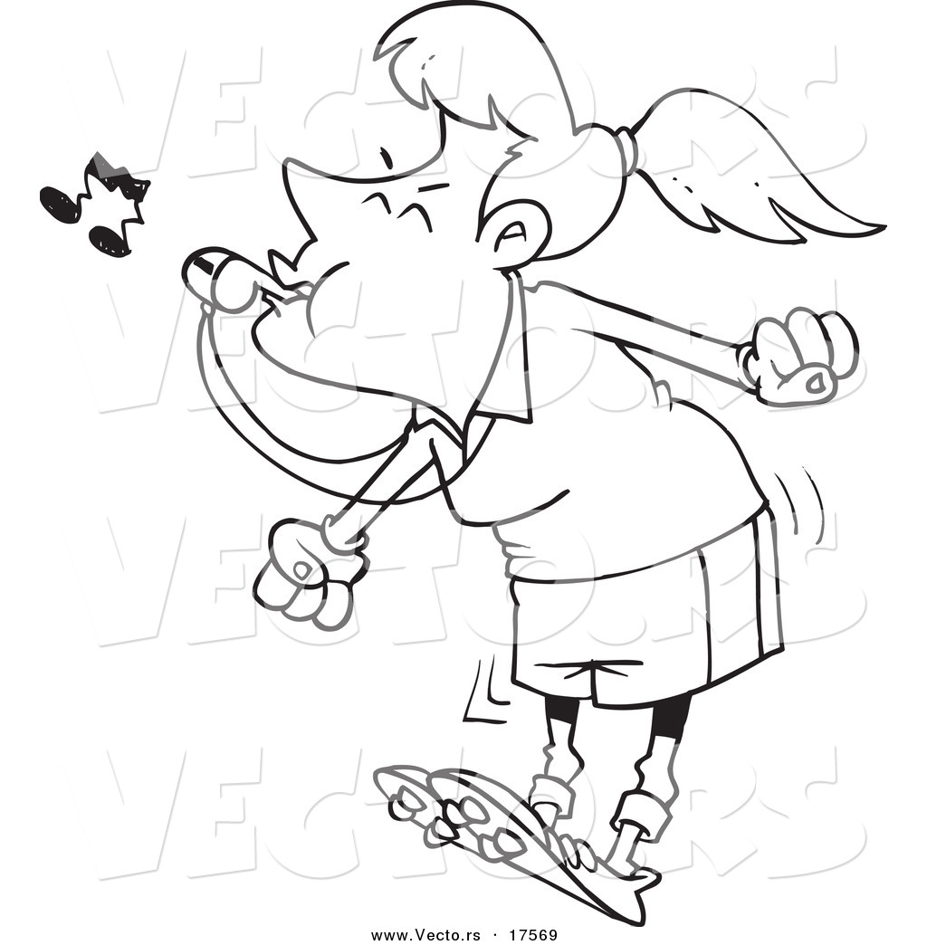 1024x1044 Vector Of A Cartoon Female Referee Blowing A Whistle