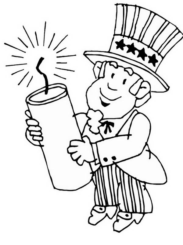 600x806 Uncle Sam Holding A Presidents Day Candle Coloring Page